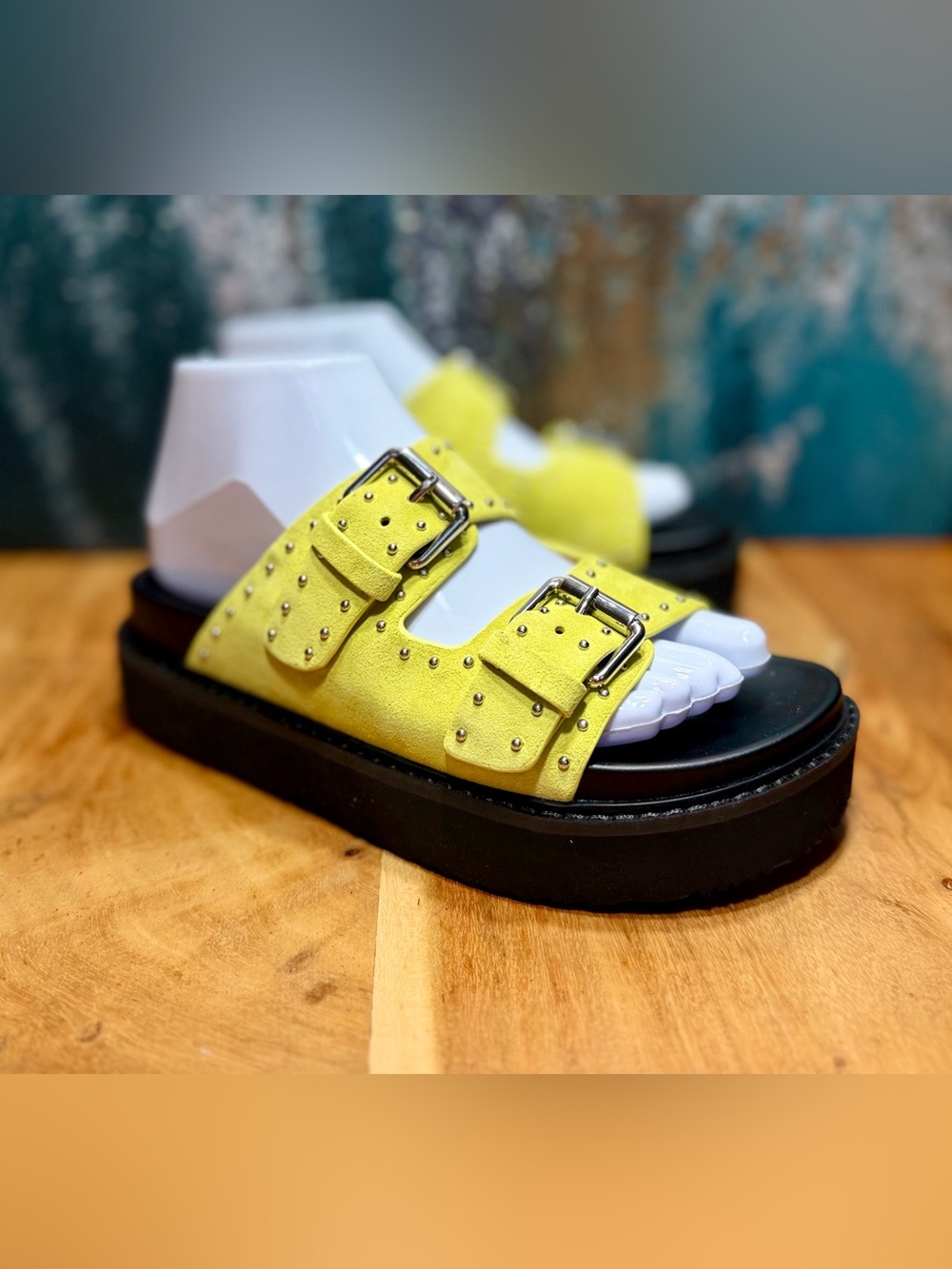 Marc Fisher LTD Dopamine Dressing Agusta Studded Slides Light Green Size 6
